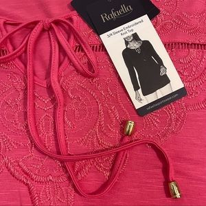 NWT Rafaella 3/4 Sleeve Embroidered Top
